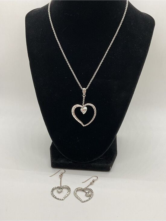 Brighton Jewelry - Brighton Glitter Heart Pendant Necklace and Earrings Set